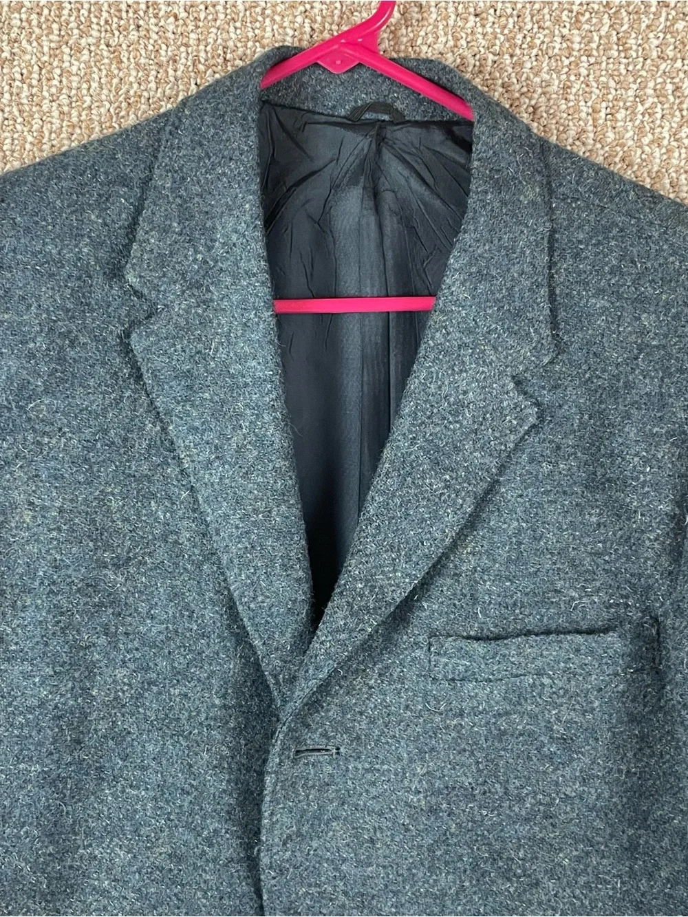 Vintage Harris Tweed Blazer 40 1960s Union Tag Virgin Wool Partially Lined